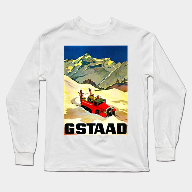 Vintage Travel - Gstadd Long Sleeve T-Shirt by Culturio